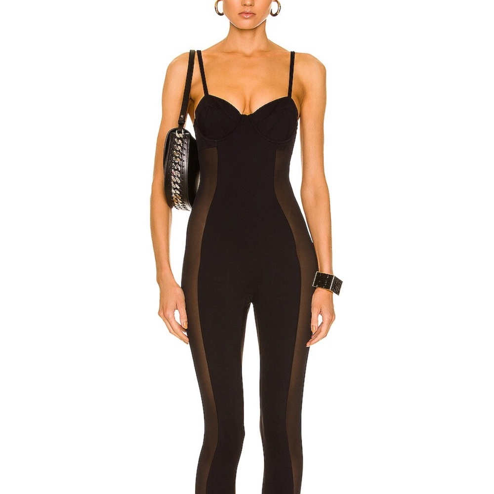 FLEUR DU MAL JERSEY AND MESH CATSUIT, BLACK NWT!